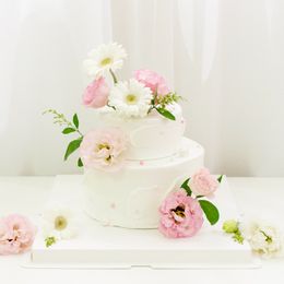 생화 2단 케이크 (핑크)
