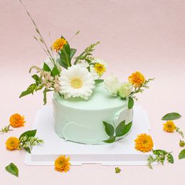 생화 케이크 (오렌지앤그린)