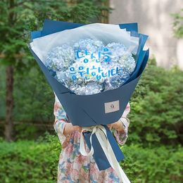 레터링 대형꽃다발 (블루수국)