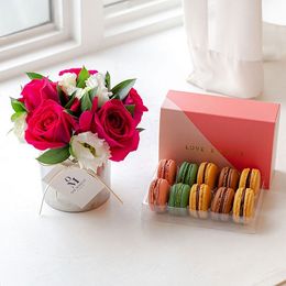 핫핑크 로즈 센터피스 & 마카롱 (10구)