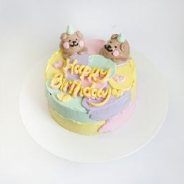 곰돌이 레터링 케이크